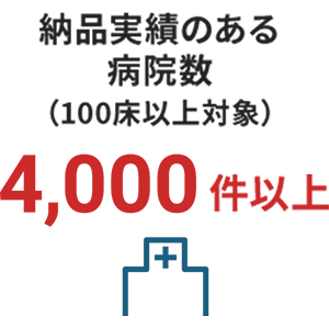 納品実績のある病院数（100床以上対象）4,000件以上